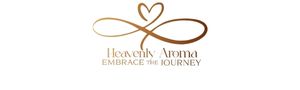 Logo for 'Heavenly Aroma' with a heart and swirl design on a white background.