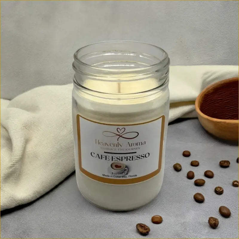 Café Espresso 9 oz Candle – Your Morning Mood in a Jar - Heavenly Aroma