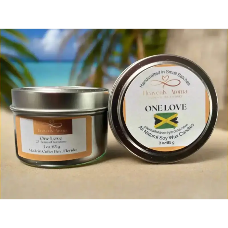One Love Hand Poured Soy Candle with Tropical Scents for a Mini Vacation - Heavenly Aroma