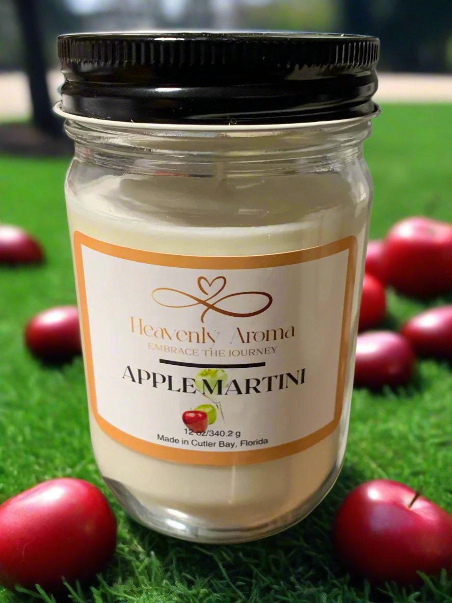 Modern 12 oz Candle Jars Handcrafted for Relaxation and Ambiance - Apple Martini