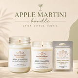 Apple Martini bundle with candles and melts on a neutral background