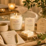 Apple Martini Sweet Simplicity Set featured in a Signature Reset Ritual with a handcrafted soy candle, luxury wax melt, calming tea, journal, and spa-inspired décor.