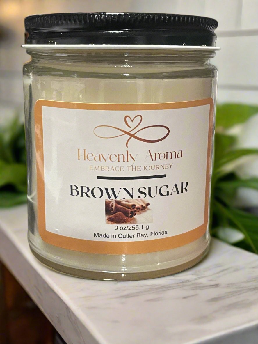 Premium 9 oz Soy Wax Candles for a Cozy Atmosphere - Brown Sugar