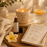 Golden Hour Essential Oil Roller featured in the Nurse Calm Aromatherapy Signature Reset Ritual for evening relaxation, mindfulness and emotional balance.