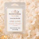 Nurse Calm Aromatherapy wax melt packaging with floral background