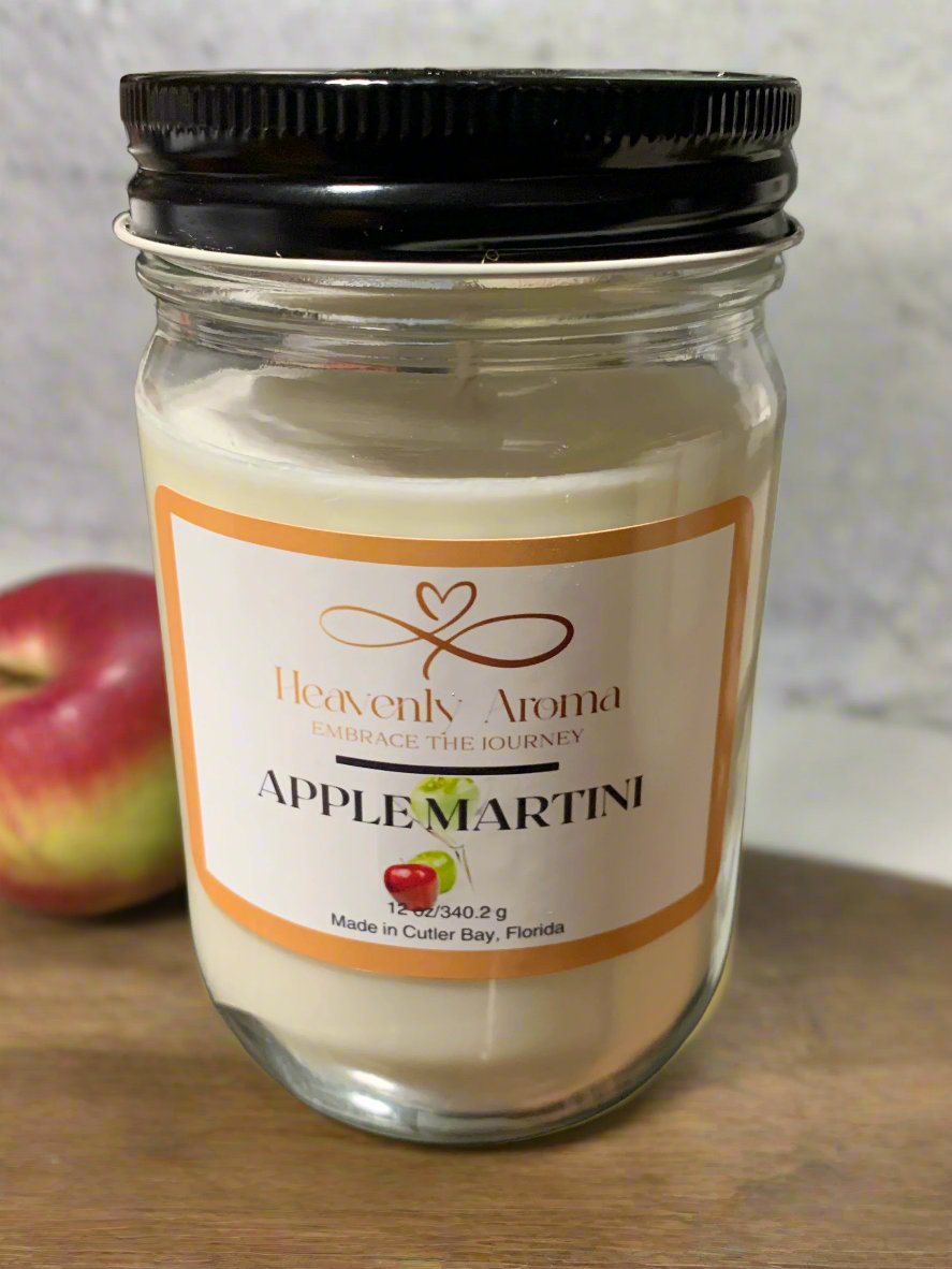 Modern 12 oz Candle Jars Handcrafted for Relaxation and Ambiance - Apple Martini