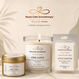 Nurse Calm Aromatherapy products including a candle and wax melts on a neutral background.