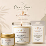Nurse Calm Aromatherapy product bundle including a candle and wax melts on a neutral background.