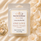 Nurse Calm Aromatherapy wax melt packaging with a floral background