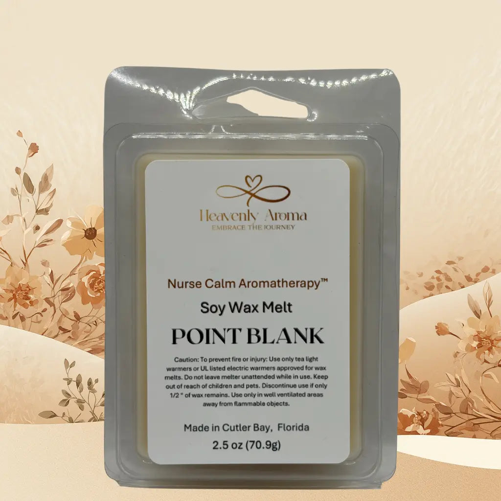 Soy wax melt package with 'Heavenly Aroma' branding on a floral background