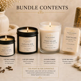 Point Blank Full Force Bundle contents including one 8 oz luxury soy candle, one 6 oz travel candle, one 3 oz travel candle, and one 2.5 oz soy wax melt.
