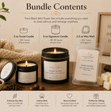 Point Blank Mini Power Set bundle contents including one 8 oz soy candle, one 3 oz travel candle, and one 2.5 oz luxury soy wax melt.
