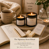 Point Blank Travel & Glow Duo styled in a cozy self-care setting with tea, journal, and calming décor for everyday relaxation.