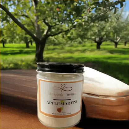 Apple Martini Soy Candle in Glass Jar with Strong Fragrance Throw - Heavenly Aroma