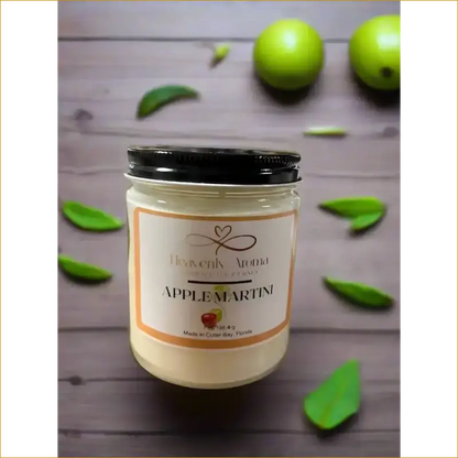 Apple Martini Soy Candle in Glass Jar with Strong Fragrance Throw - Heavenly Aroma