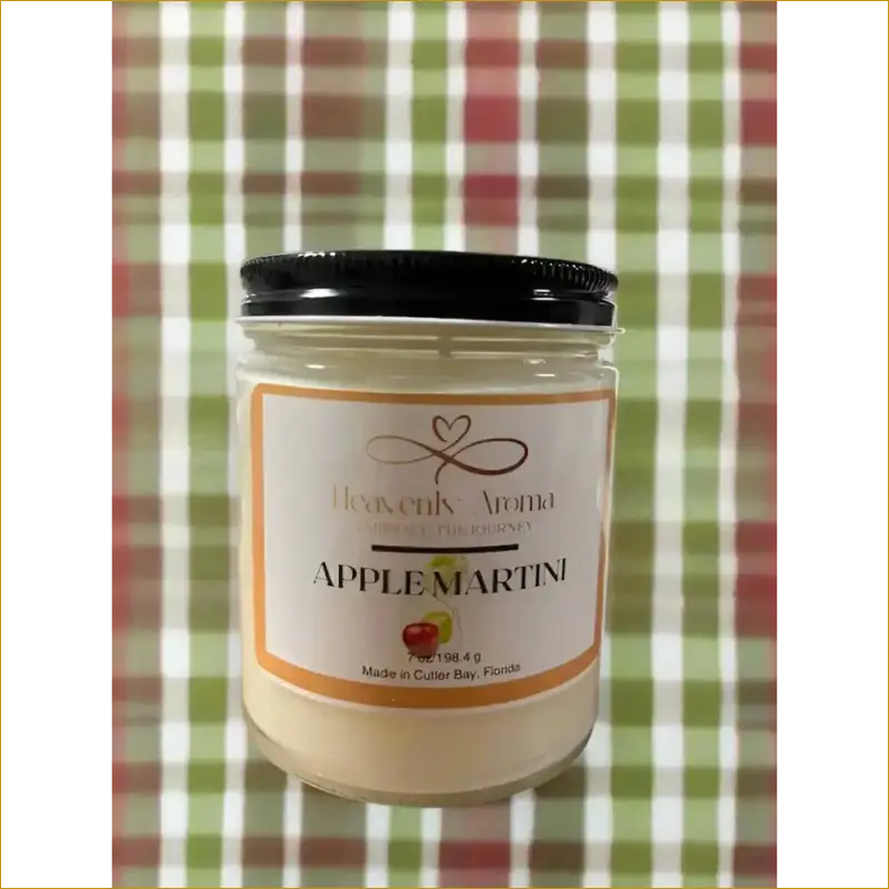 Apple Martini Soy Candle in Glass Jar with Strong Fragrance Throw - Heavenly Aroma