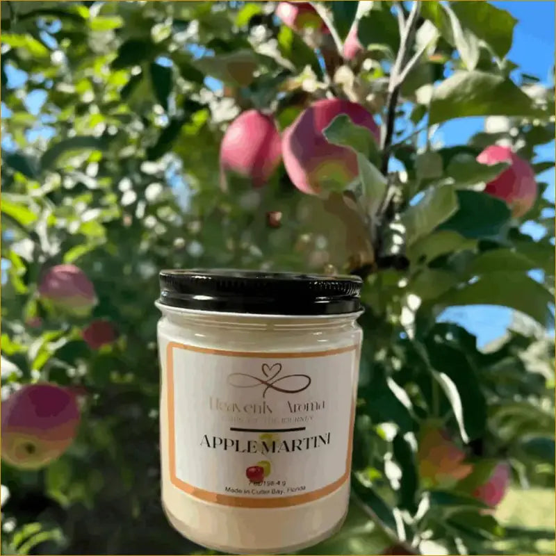 Apple Martini Soy Candle in Glass Jar with Strong Fragrance Throw - Heavenly Aroma