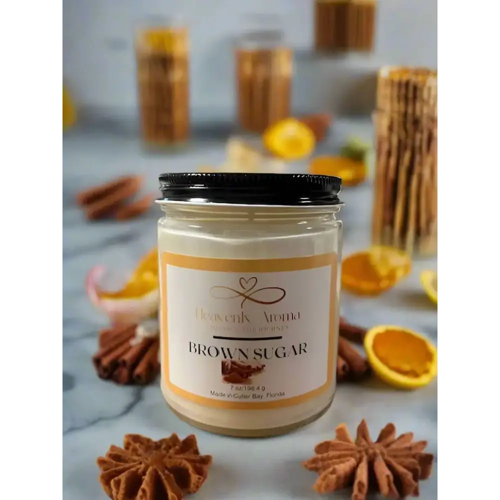 Brown Sugar: 7 oz Soy Candle: Nature-Inspired Scent: Soy Wax, and Cotton Wick for a Peaceful Ambiance - Heavenly Aroma