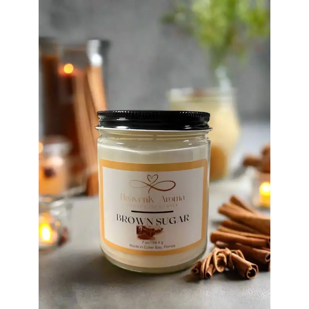 Brown Sugar: 7 oz Soy Candle: Nature-Inspired Scent: Soy Wax, and Cotton Wick for a Peaceful Ambiance - Heavenly Aroma