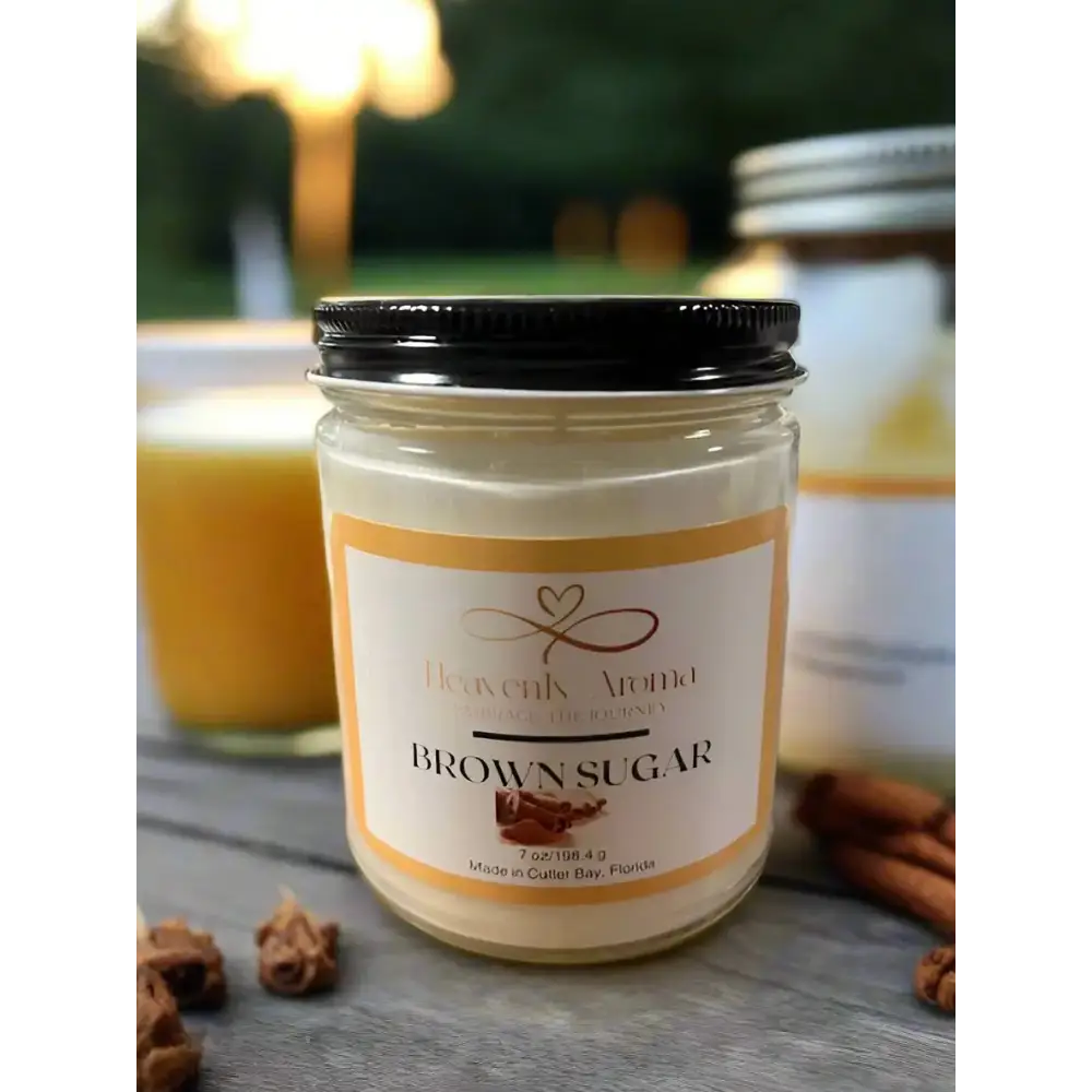 Brown Sugar: 7 oz Soy Candle: Nature-Inspired Scent: Soy Wax, and Cotton Wick for a Peaceful Ambiance - Heavenly Aroma