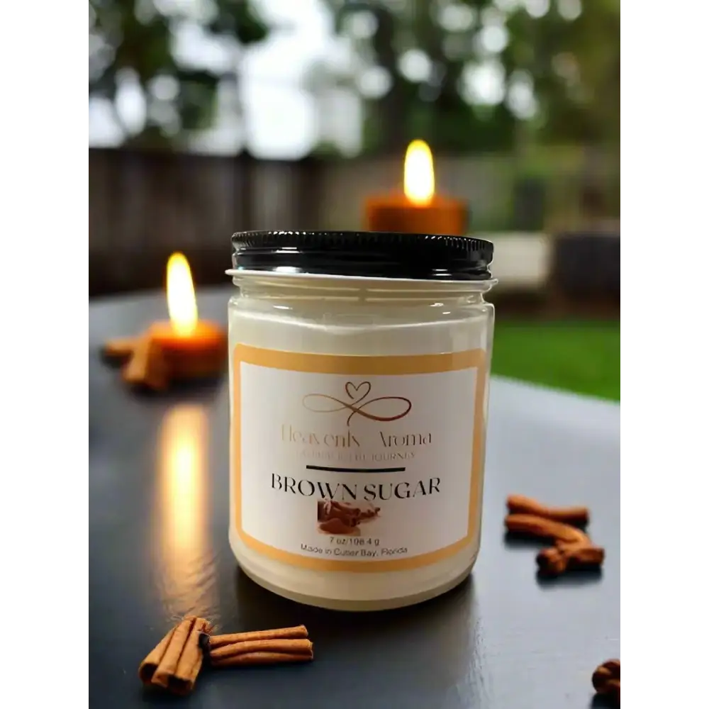 Brown Sugar: 7 oz Soy Candle: Nature-Inspired Scent: Soy Wax, and Cotton Wick for a Peaceful Ambiance - Heavenly Aroma