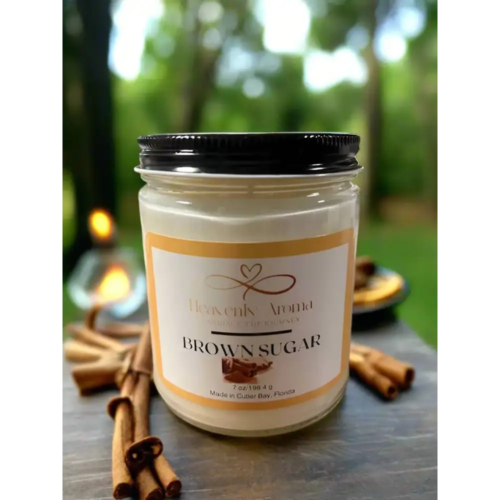 Brown Sugar: 7 oz Soy Candle: Nature-Inspired Scent: Soy Wax, and Cotton Wick for a Peaceful Ambiance - Heavenly Aroma