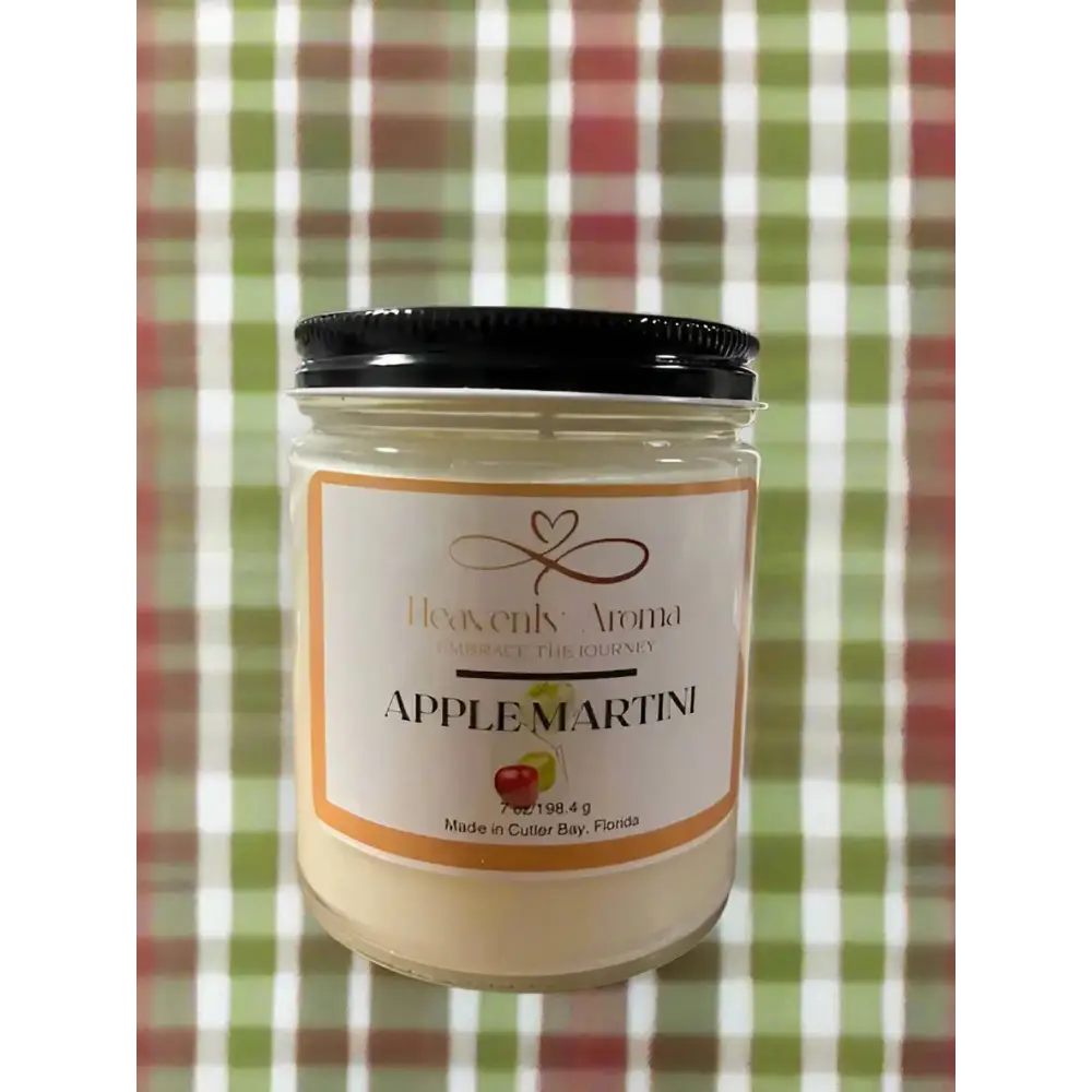 Fruit Scented, Natural, Strong Fragrance Throw: Apple Martini - 7 oz Soy Candle - Heavenly Aroma