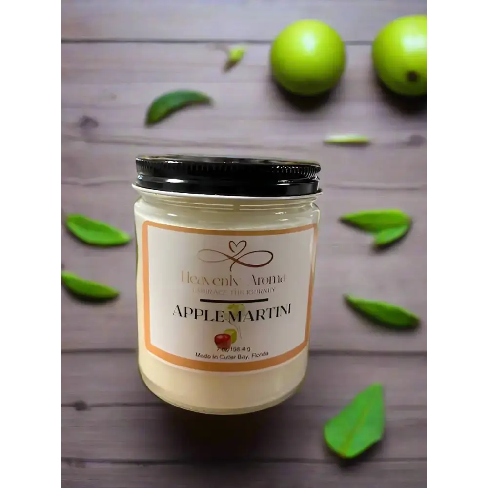 Fruit Scented, Natural, Strong Fragrance Throw: Apple Martini - 7 oz Soy Candle - Heavenly Aroma