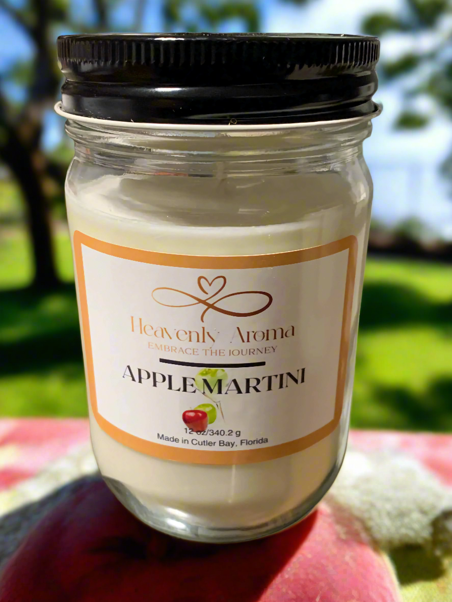 Modern 12 oz Candle Jars Handcrafted for Relaxation and Ambiance - Apple Martini