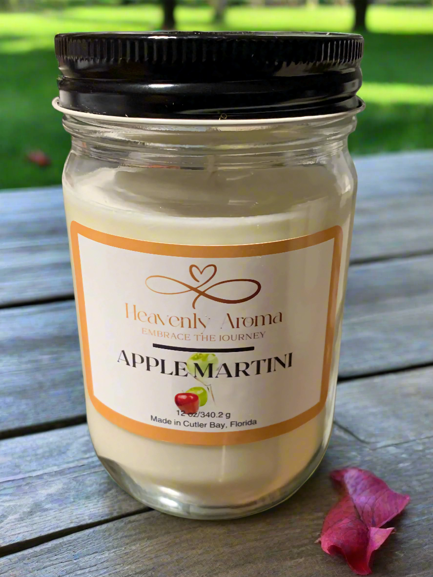 Modern 12 oz Candle Jars Handcrafted for Relaxation and Ambiance - Apple Martini