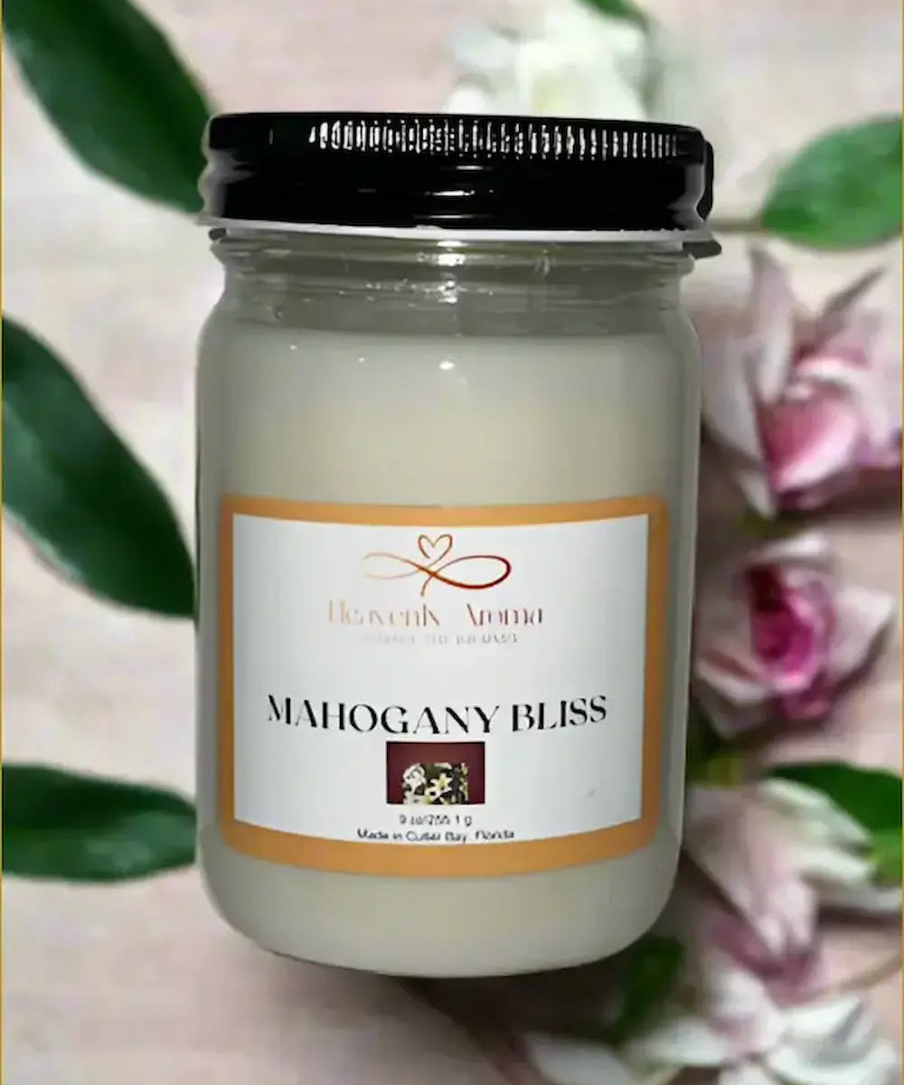 Mahogany Bliss 9 oz Candle – Sophisticated Calm in a Jar - Heavenly Aroma