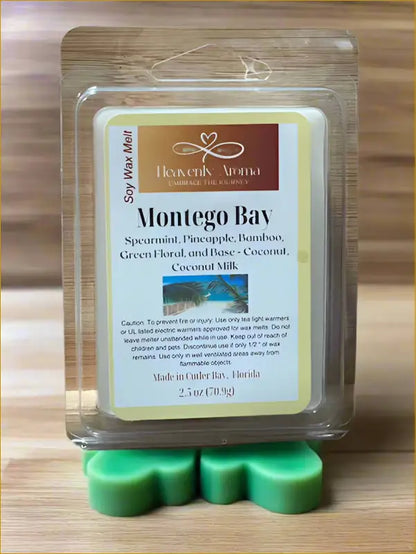 Montego Bay Handcrafted 2.5 oz Soy Wax Tart - Tropical Coconut & Bamboo Scent - Heavenly Aroma