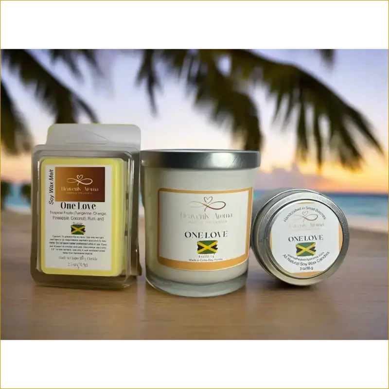 One Love Jamaican Flag Scented Candles for Home Decor - Heavenly Aroma