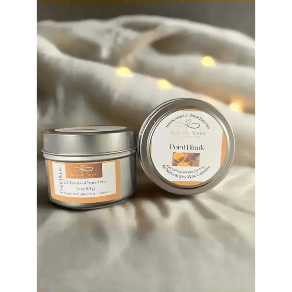 Point Blank Soy Wax Candle Set of Two Unique Handmade Tins - Heavenly Aroma