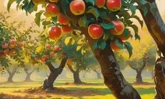 Red apples growing on a tree in an orchard