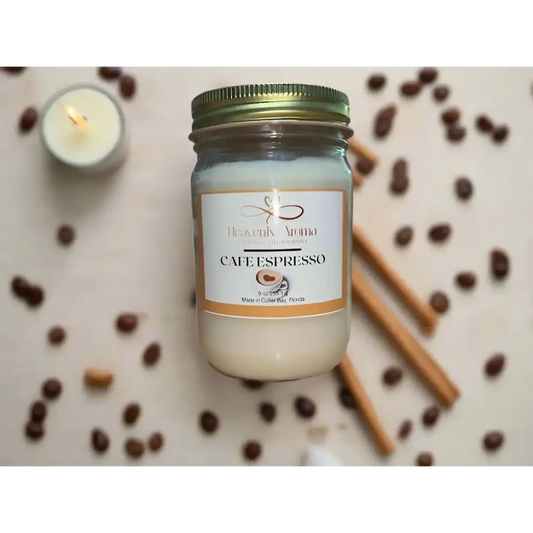 Scented Candle, Natural NonToxic: Cafe Espresso - Heavenly Aroma