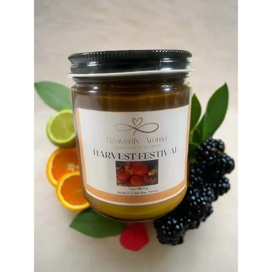 Scented Soy Wax Candle, Natural and Non Toxic: Harvest Festival Fall - 7 oz - Heavenly Aroma