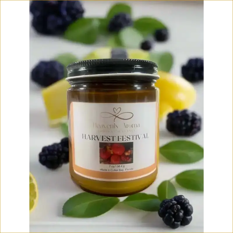 Scented Soy Wax Candle, Natural and Non Toxic: Harvest Festival Fall - 7 oz - Heavenly Aroma