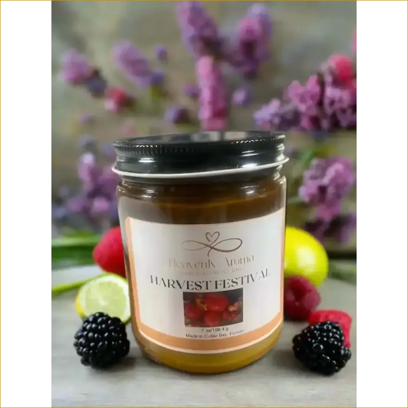 Scented Soy Wax Candle, Natural and Non Toxic: Harvest Festival Fall - 7 oz - Heavenly Aroma