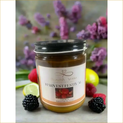 Scented Soy Wax Candle, Natural and Non Toxic: Harvest Festival Fall - 7 oz - Heavenly Aroma