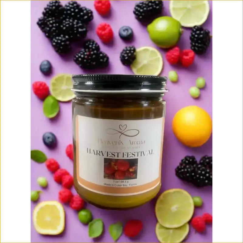 Scented Soy Wax Candle, Natural and Non Toxic: Harvest Festival Fall - 7 oz - Heavenly Aroma