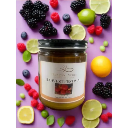 Scented Soy Wax Candle, Natural and Non Toxic: Harvest Festival Fall - 7 oz - Heavenly Aroma