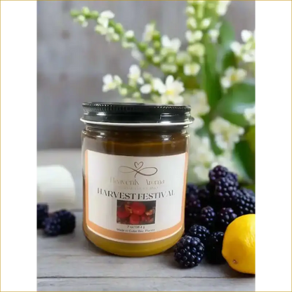 Scented Soy Wax Candle, Natural and Non Toxic: Harvest Festival Fall - 7 oz - Heavenly Aroma