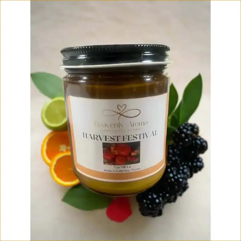 Scented Soy Wax Candle, Natural and Non Toxic: Harvest Festival Fall - 7 oz - Heavenly Aroma