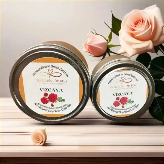 Vizcaya Gift Set Soy Candles with Rose-Themed Labels - Heavenly Aroma