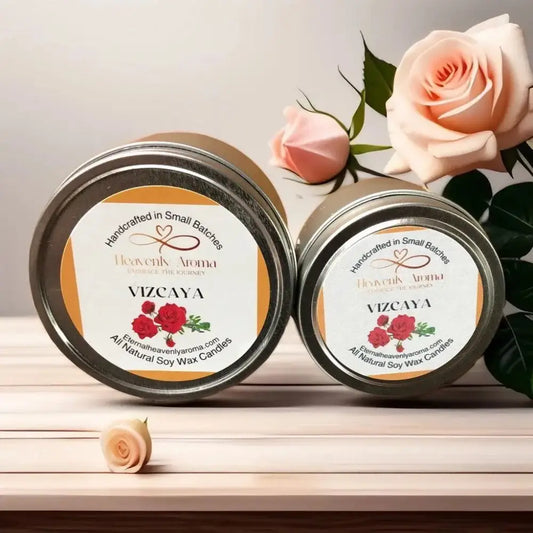 Vizcaya Gift Set Soy Candles with Rose-Themed Labels - Heavenly Aroma